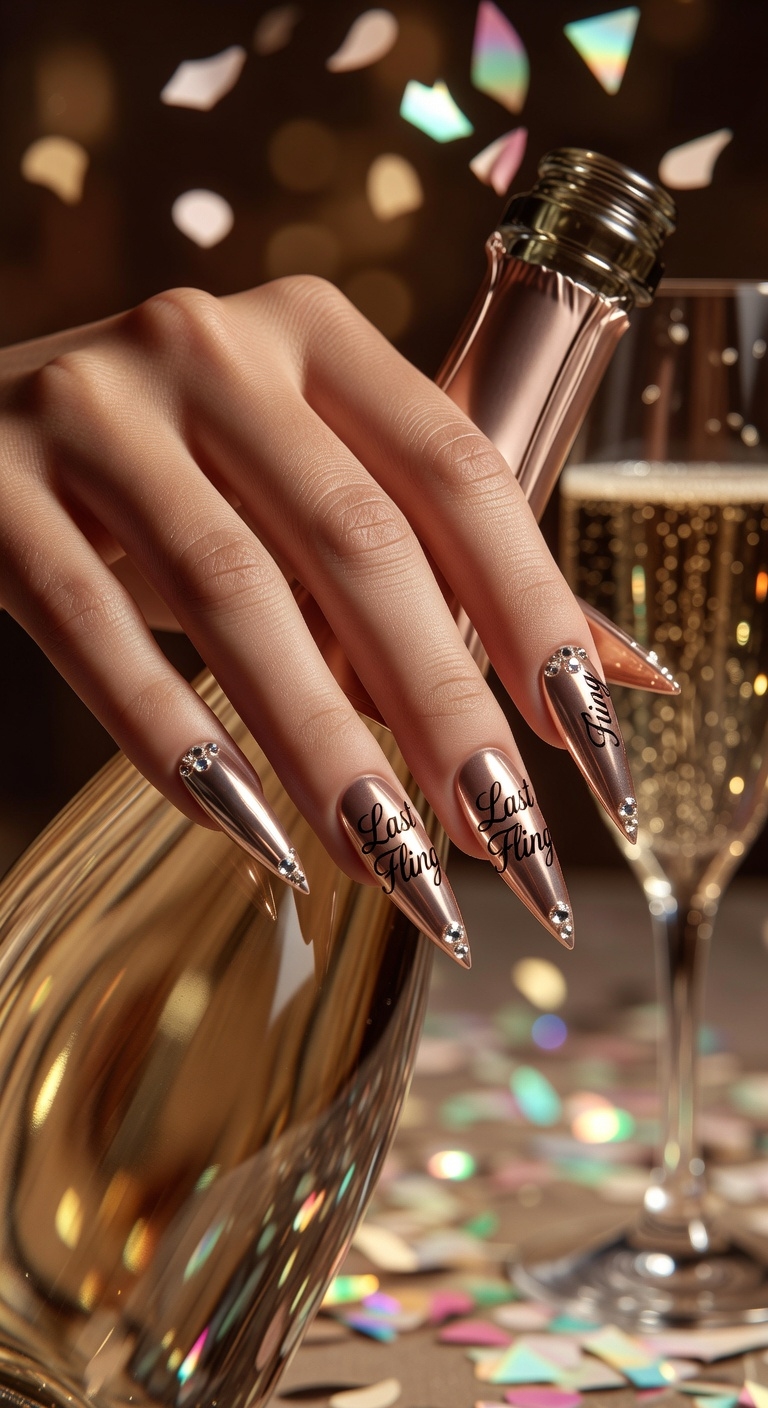 celebratory bachelorette nail design