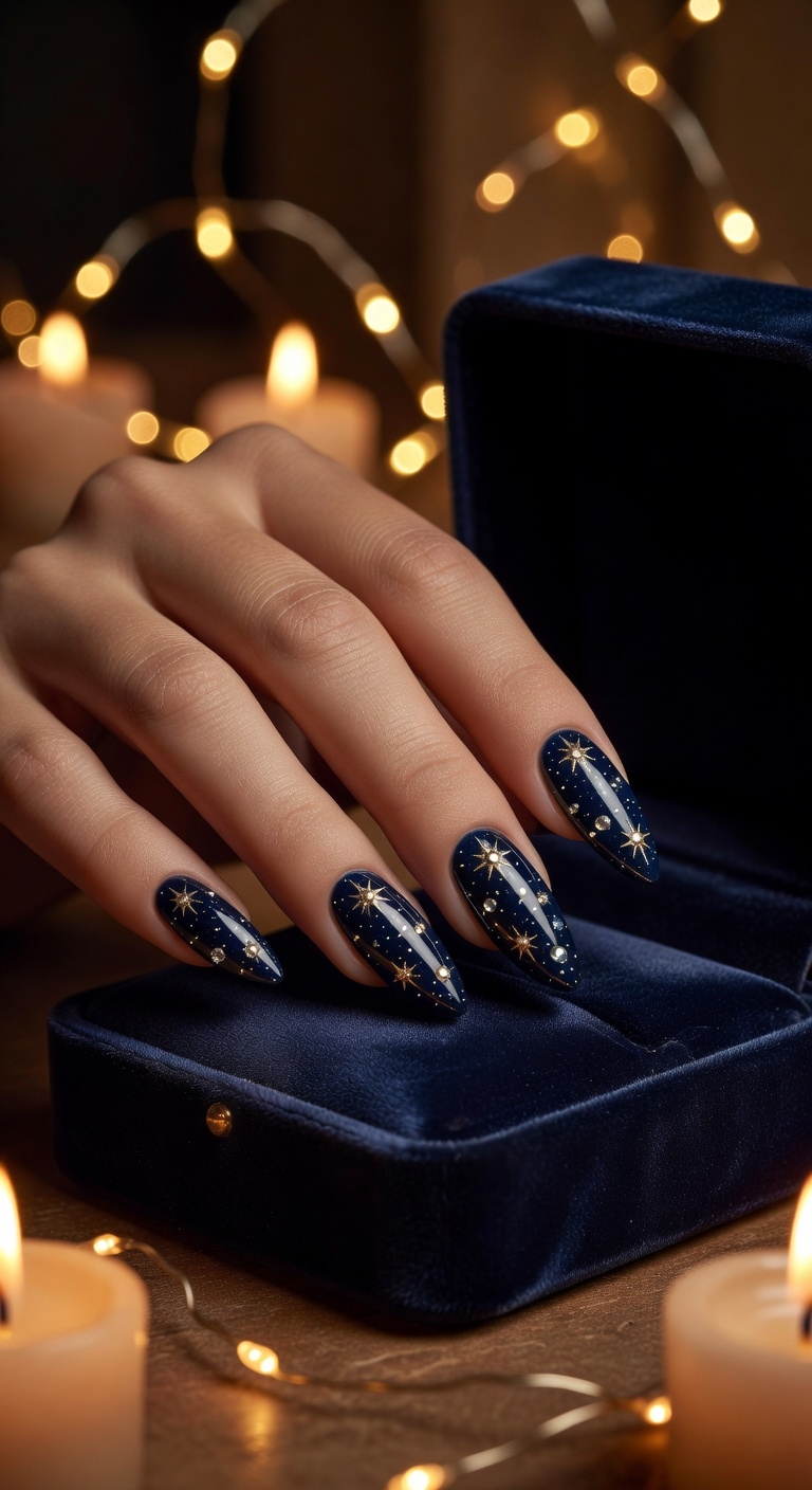 celestial midnight nail art