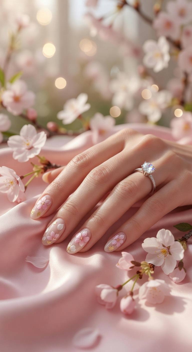 cherry blossom nude nails