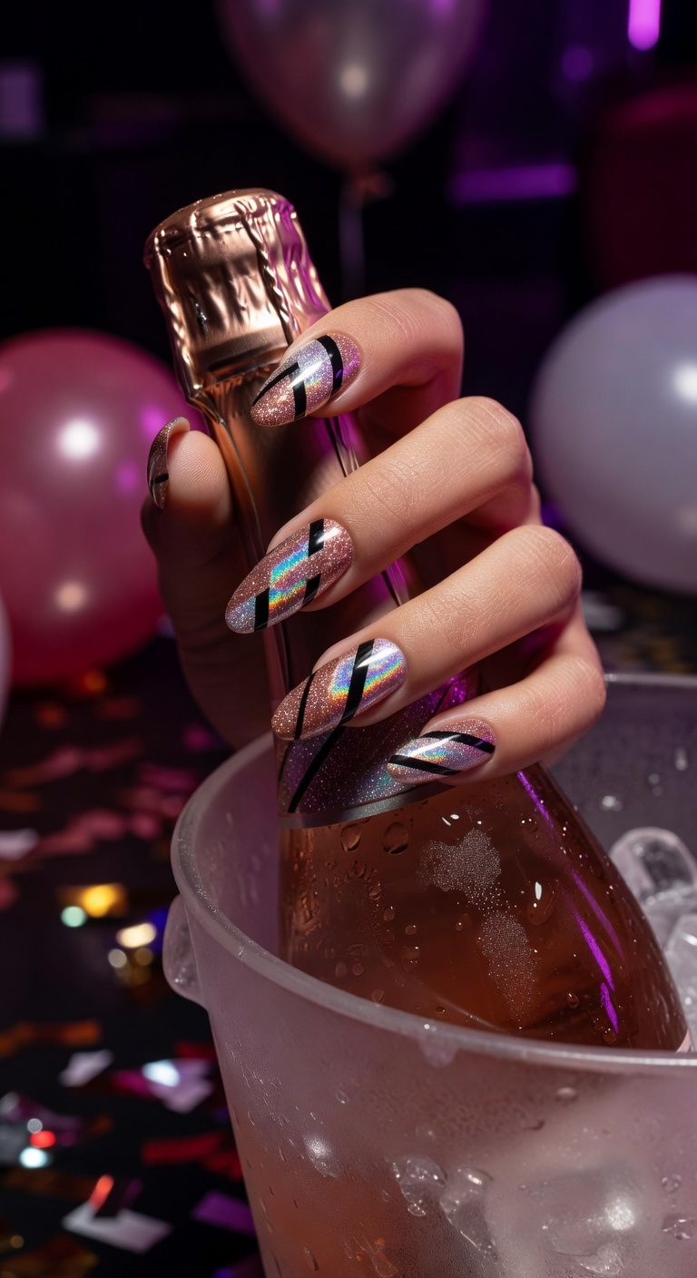 chic geometric glitter nails