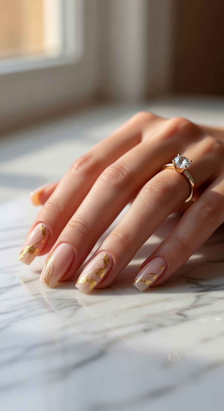 elegant coffin nails with gold