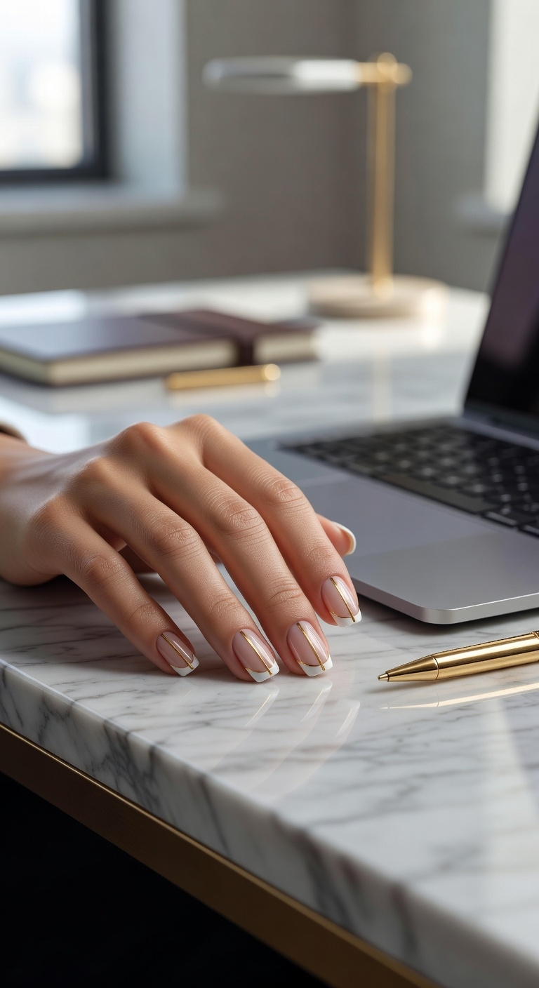 elegant double french manicure