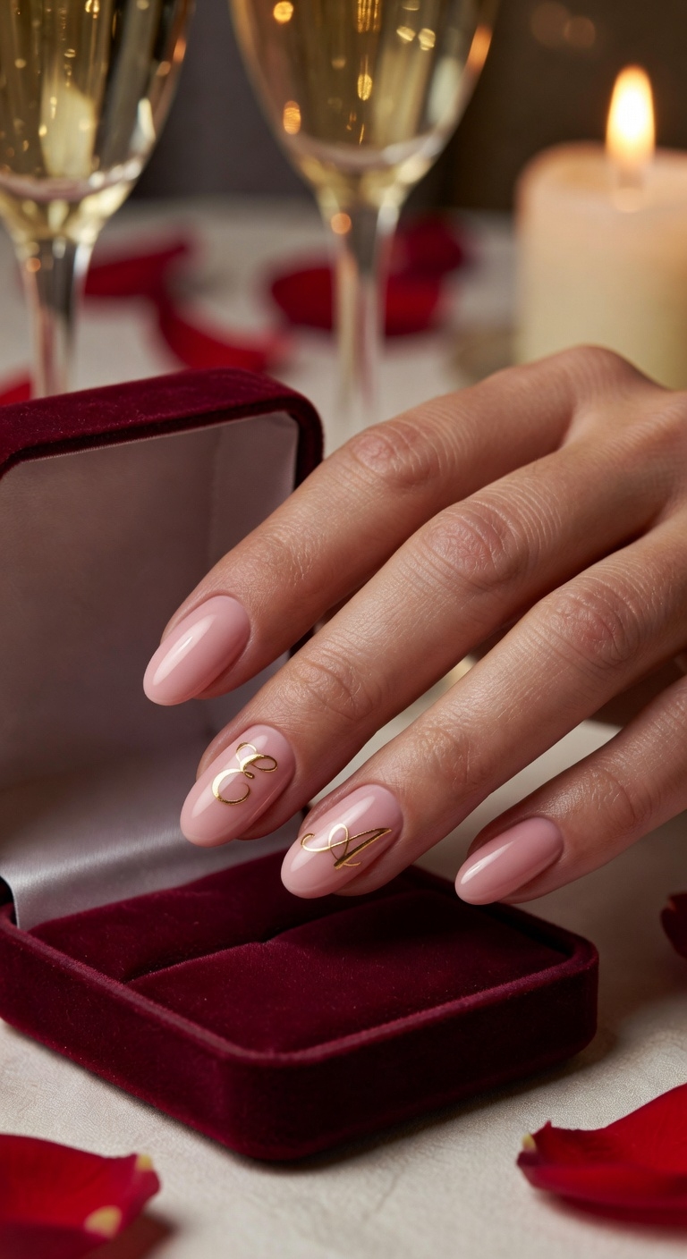 elegant nails with initials