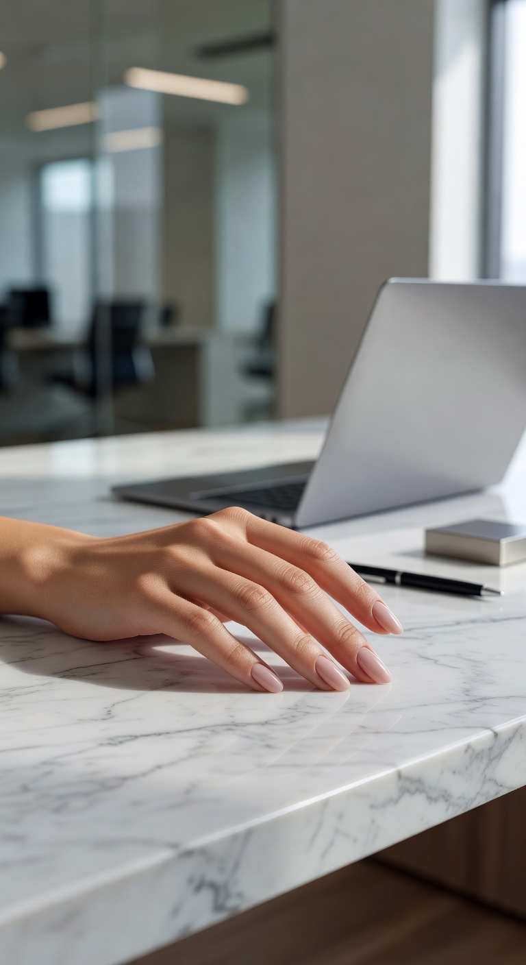 elegant nude almond nails