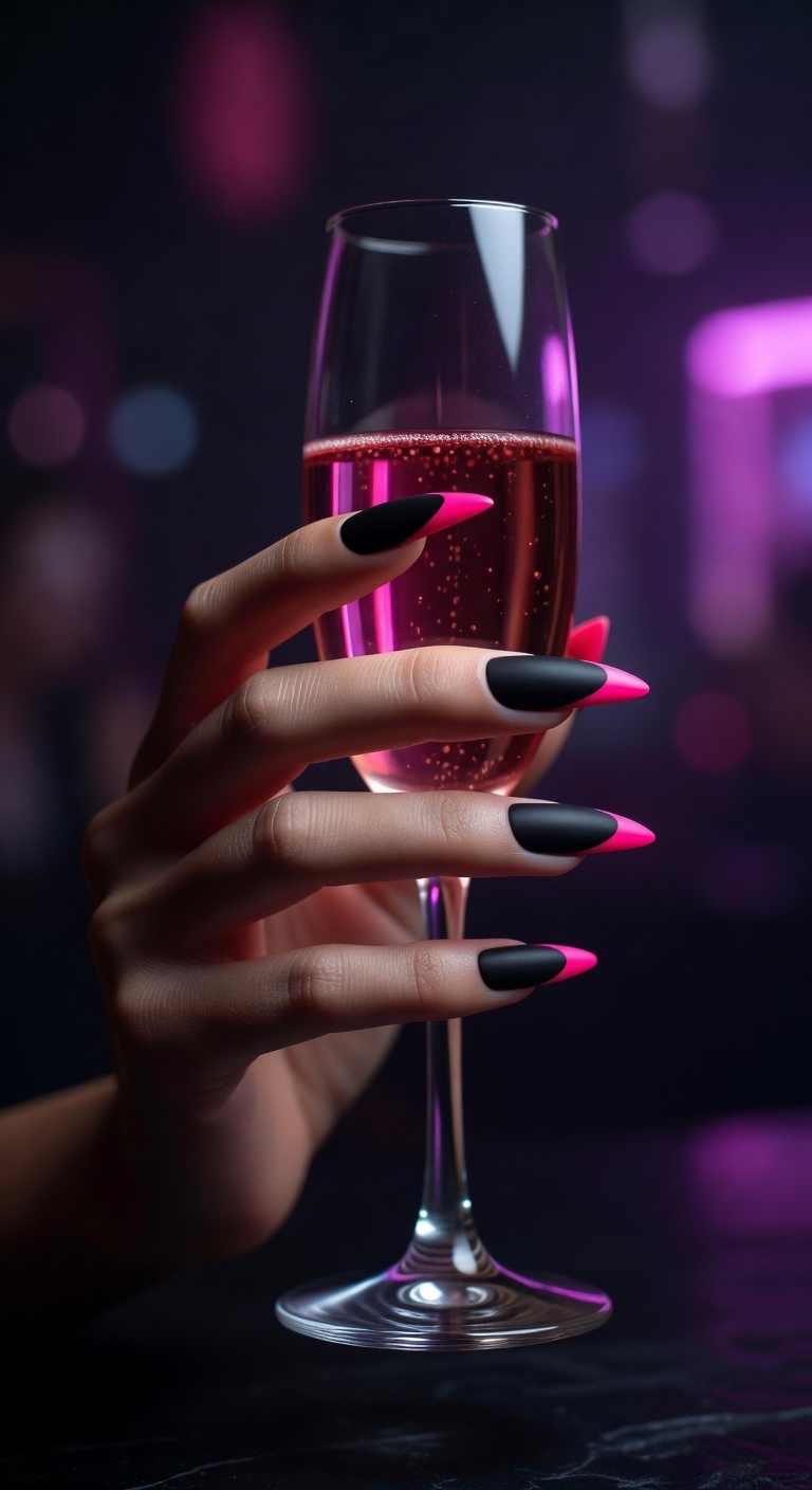 matte black with pink edges