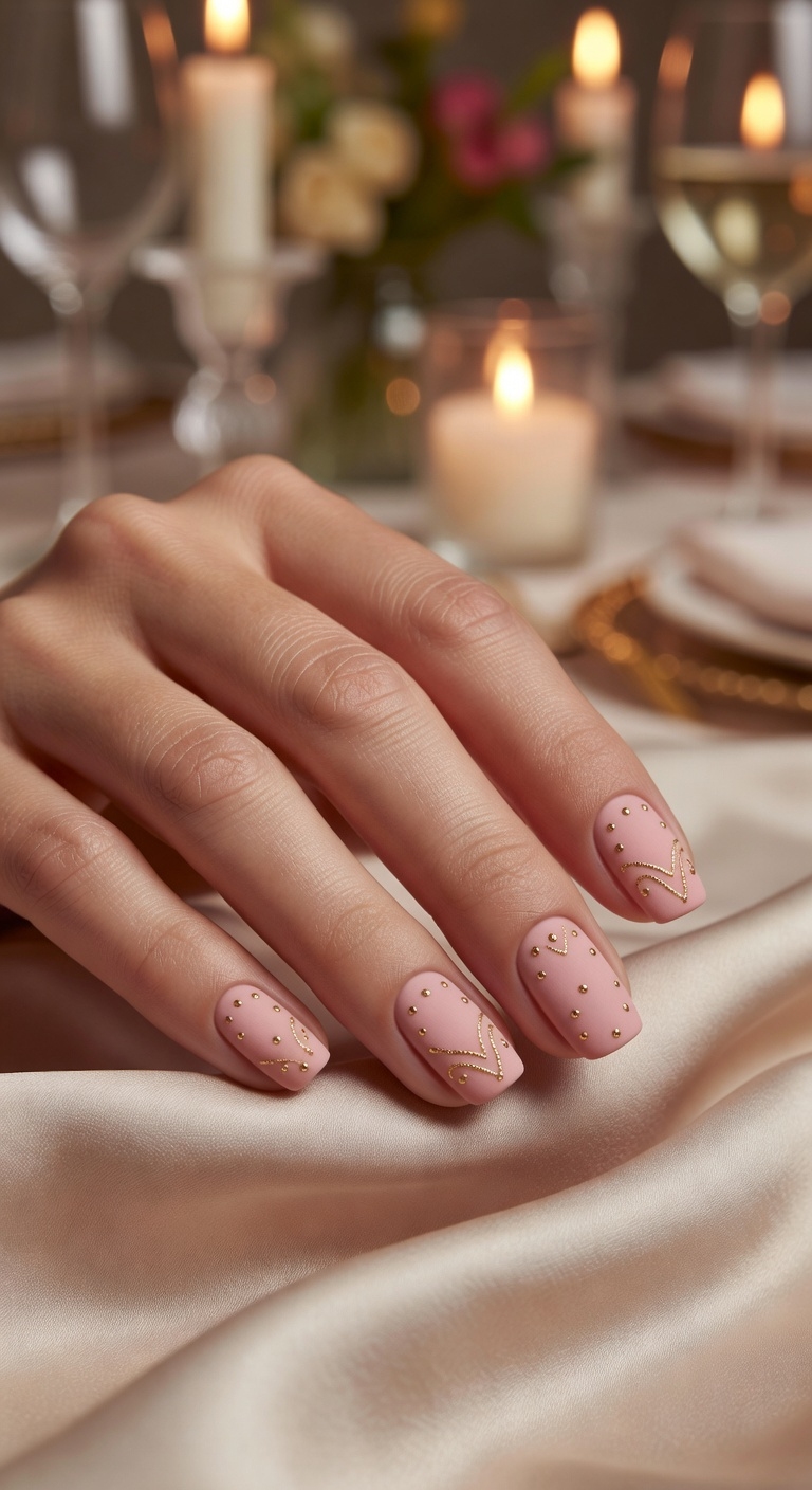 matte blush with gold accents