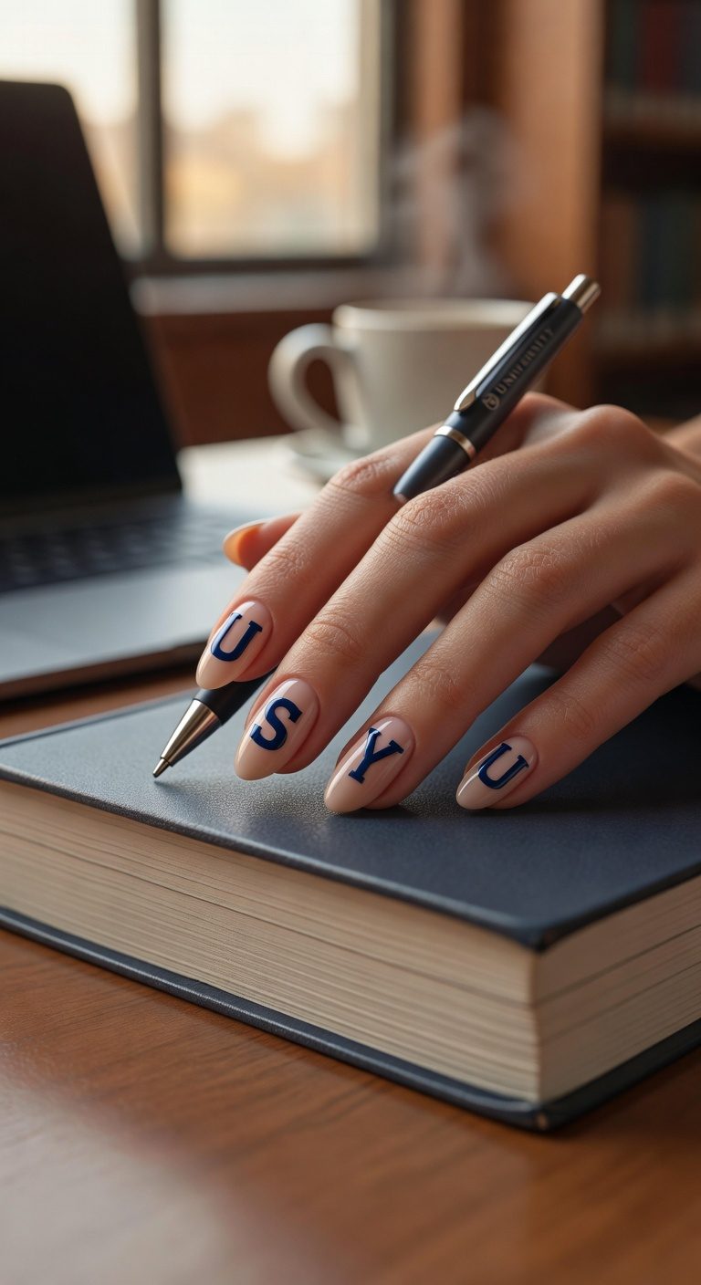 negative space monogram nails