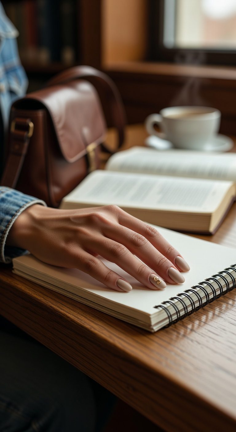 neutral manicure with school accents