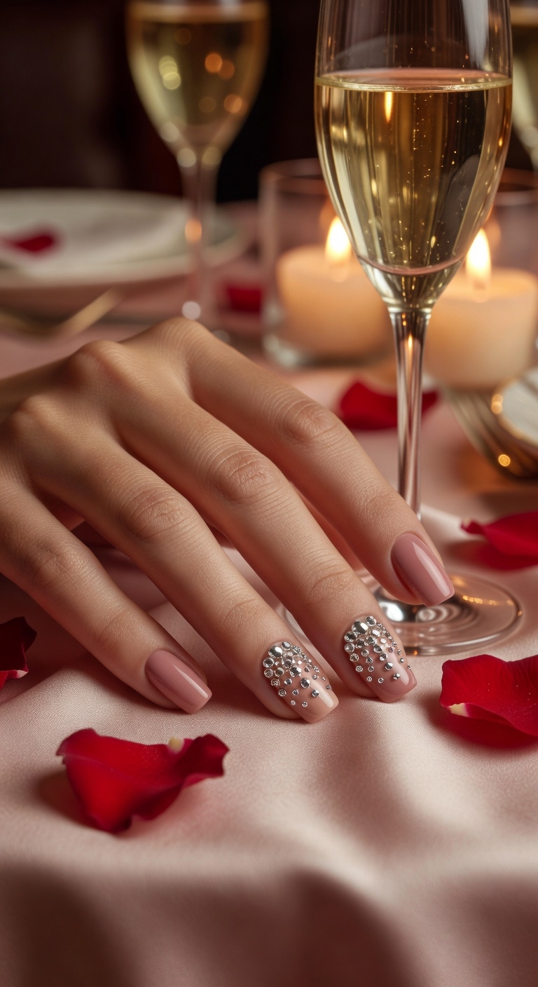 rhinestone accent nail design