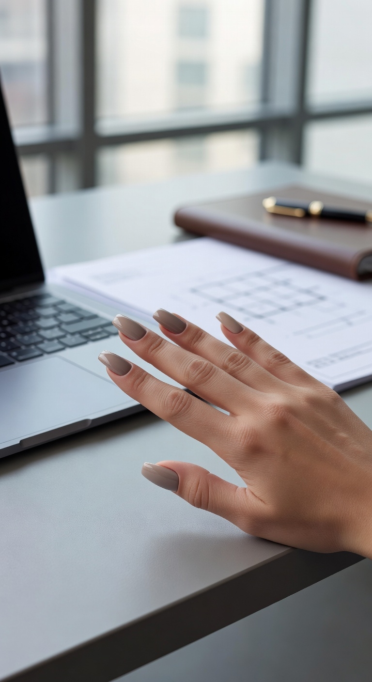 sleek neutral coffin nails