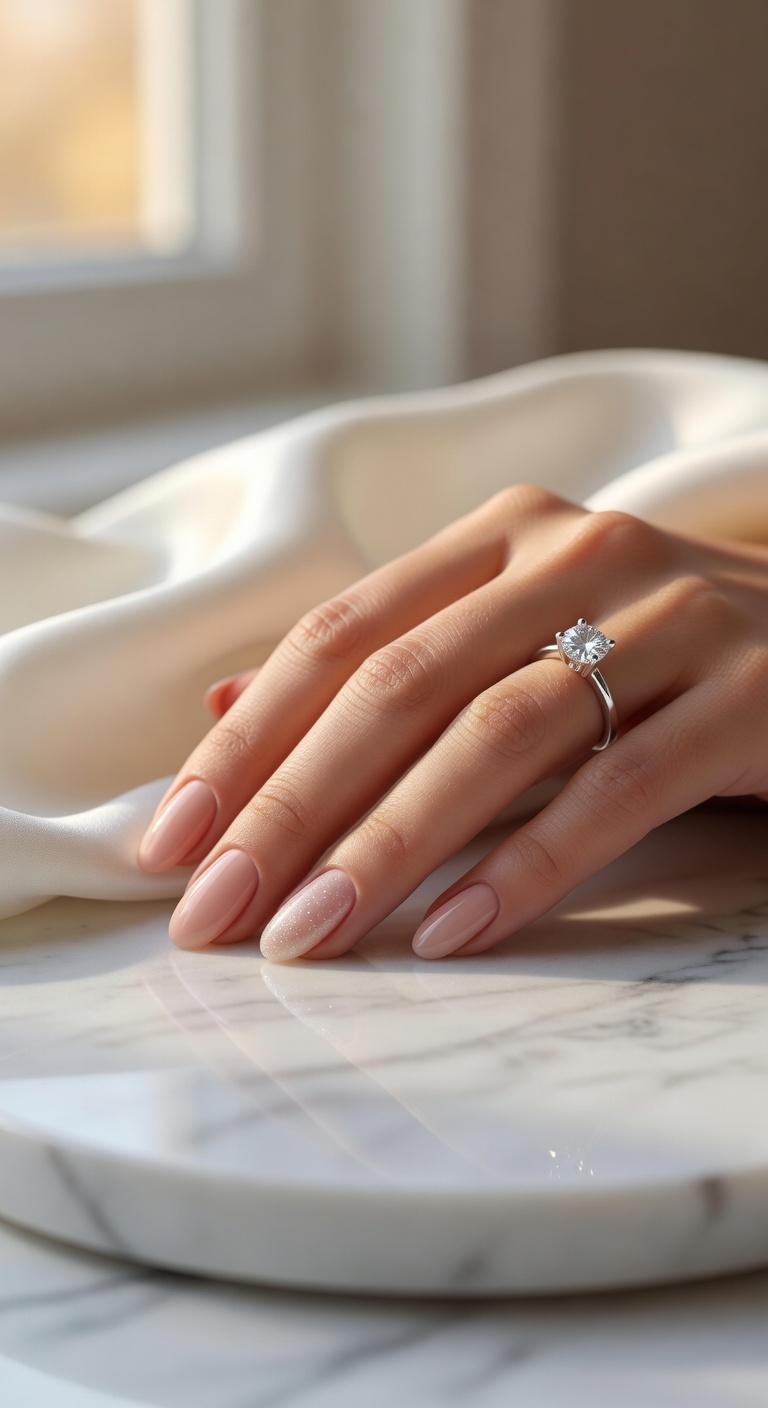 subtle shimmer almond nails