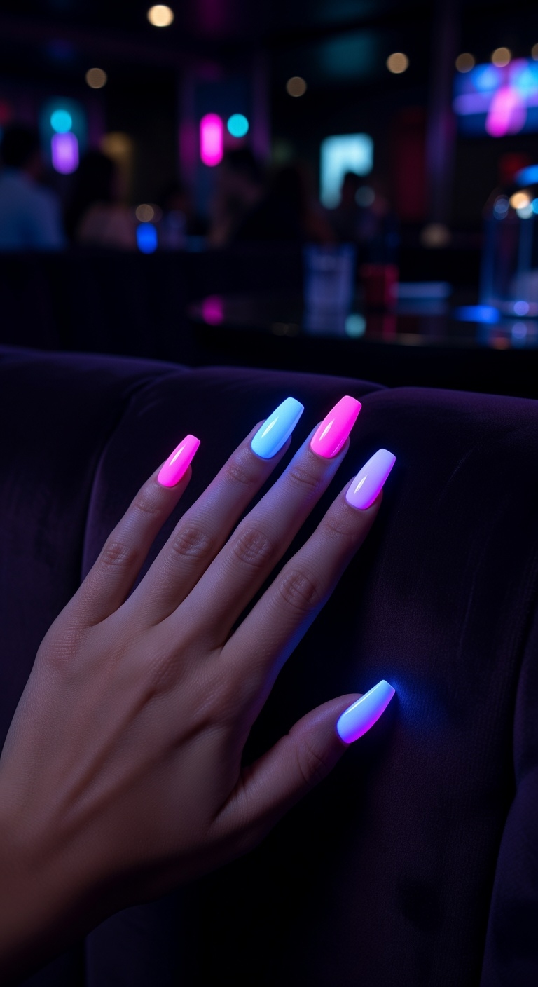 uv reactive glowing nail art