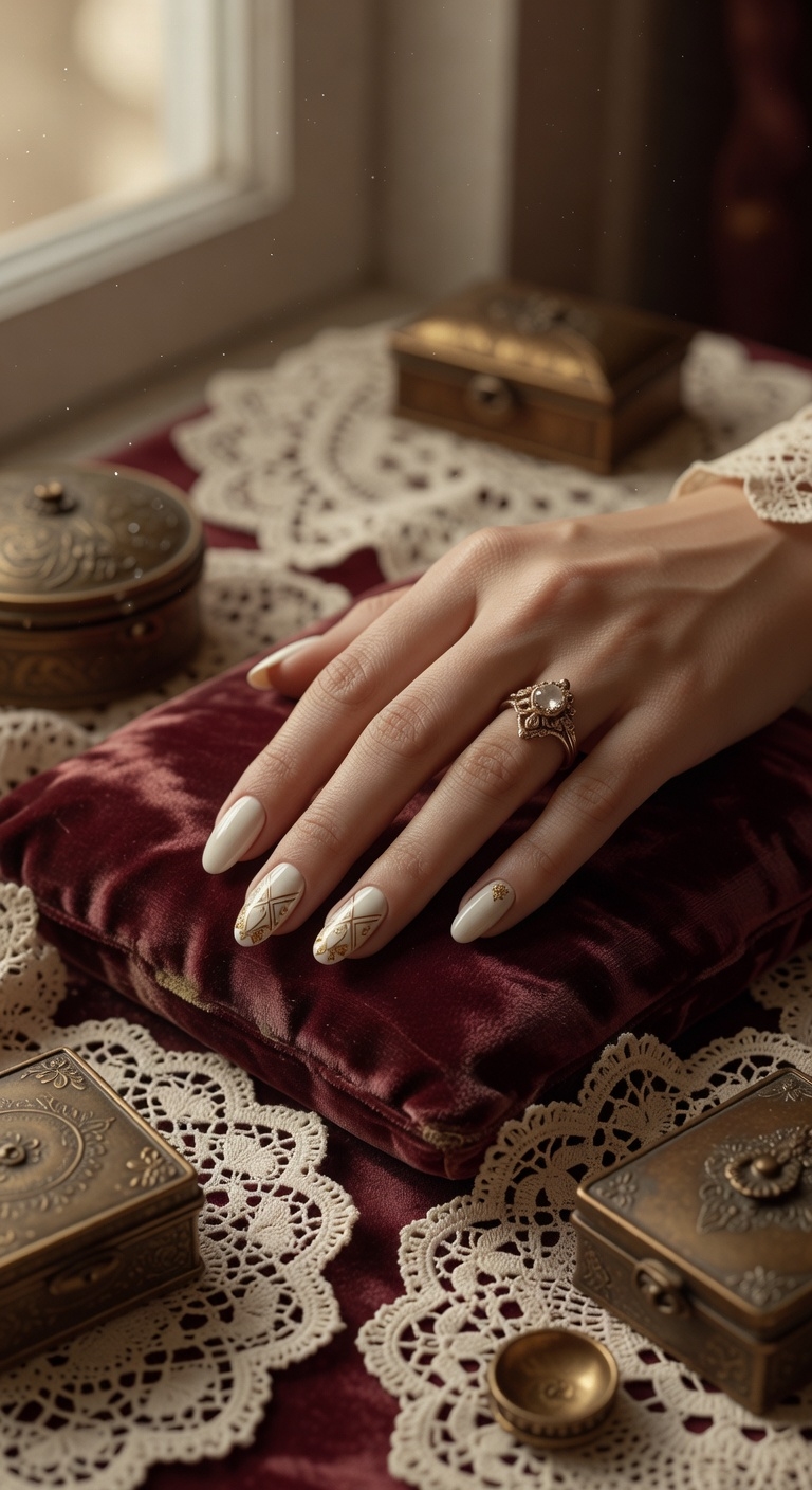 vintage ivory with gold accents