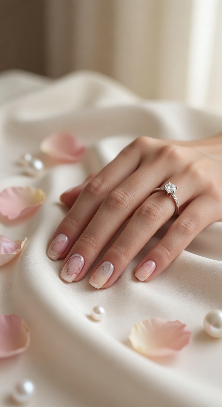 watercolor bridal nail art
