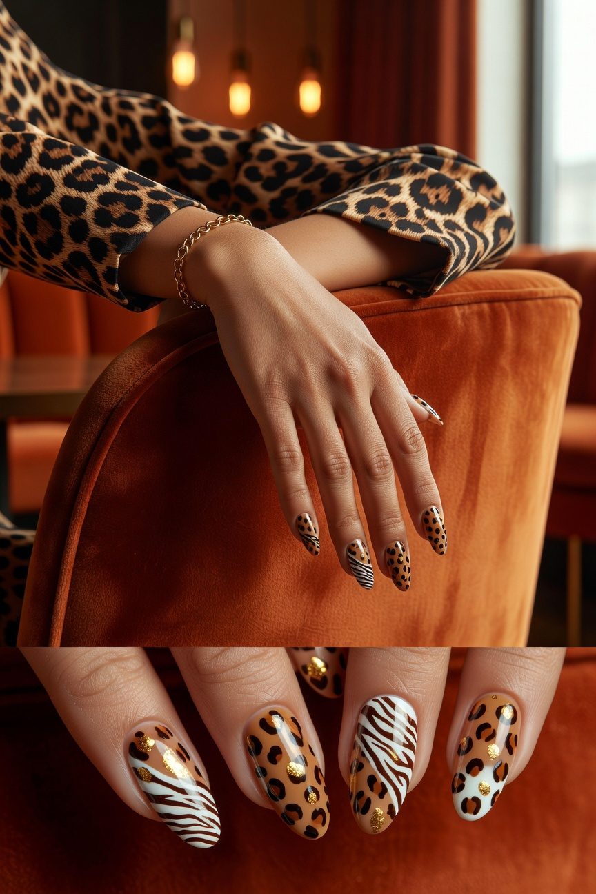 bold animal print manicure