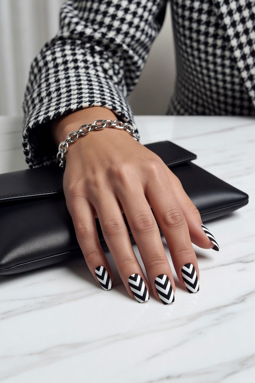 bold chevron pattern manicure
