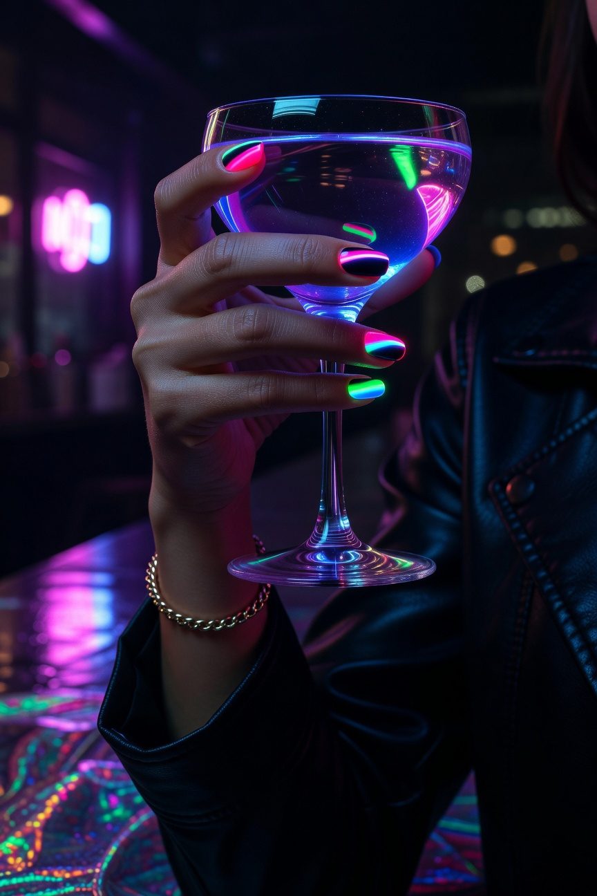 bold neon accent nails