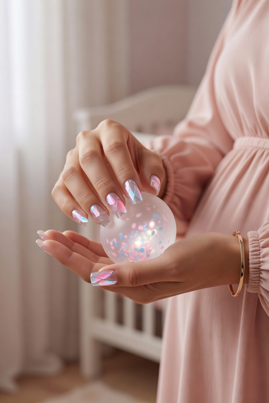 bold shattered glass nail design