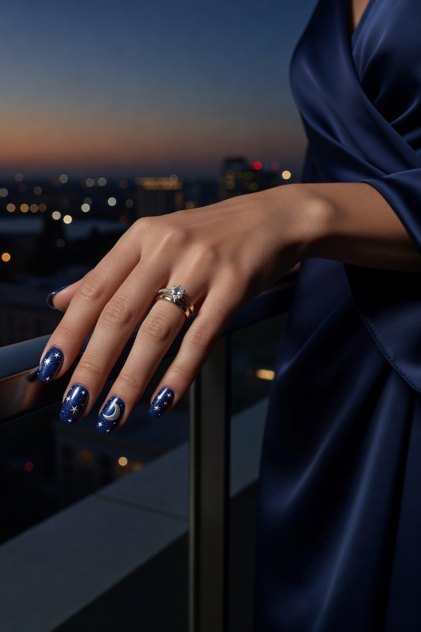 celestial midnight blue elegance