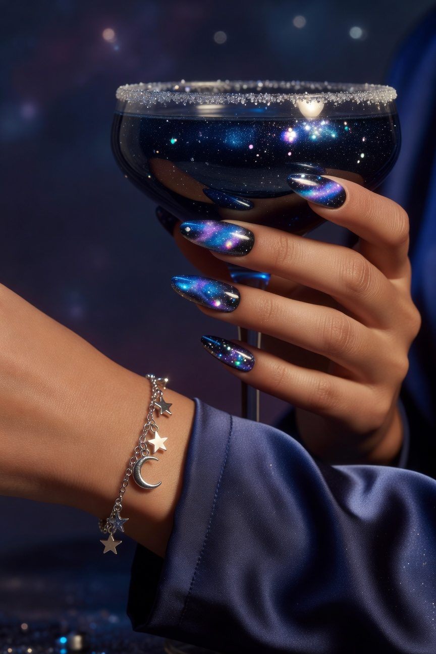 cosmic inspired nail art