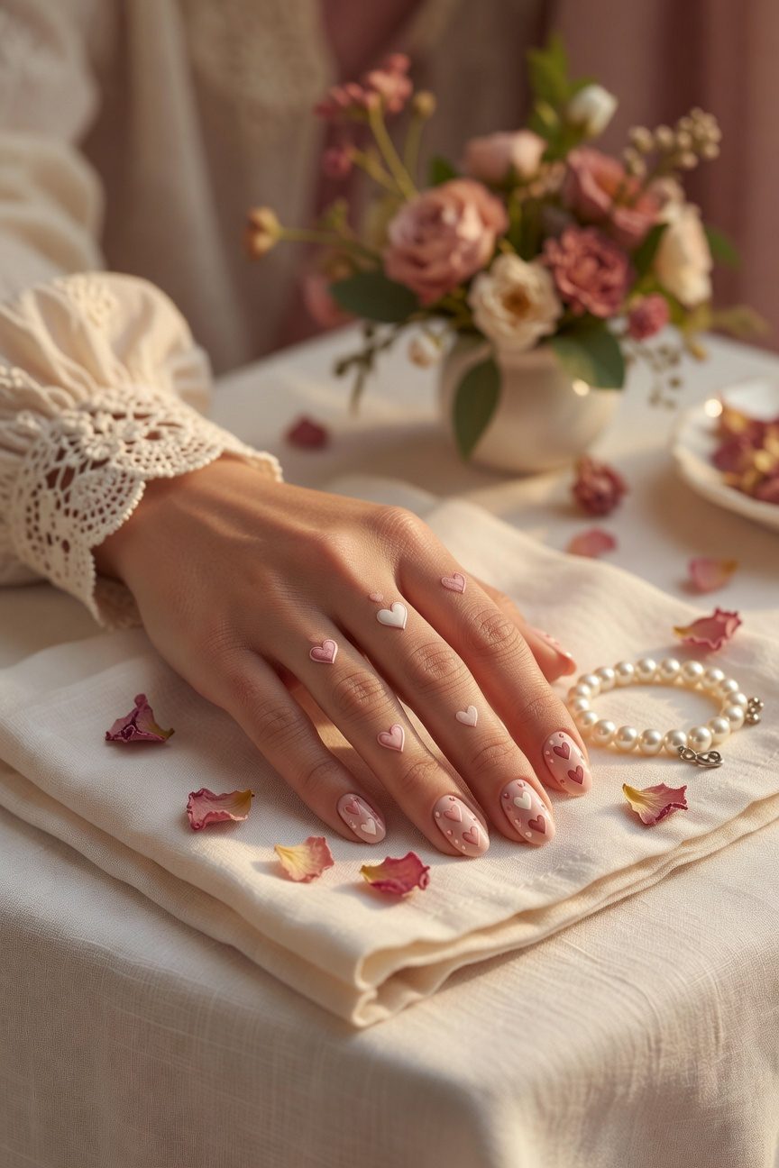 delicate blush pink hearts