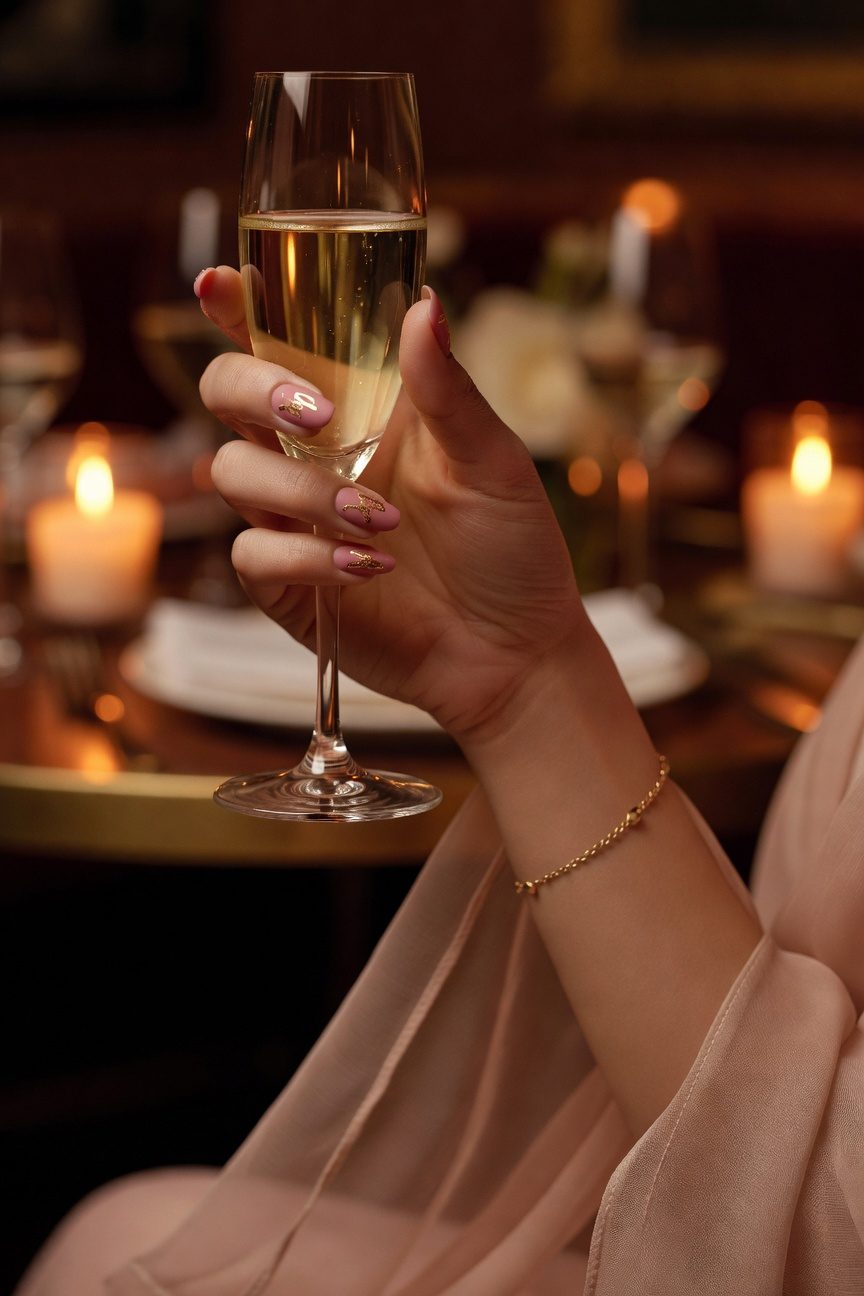 elegant dusty rose manicure