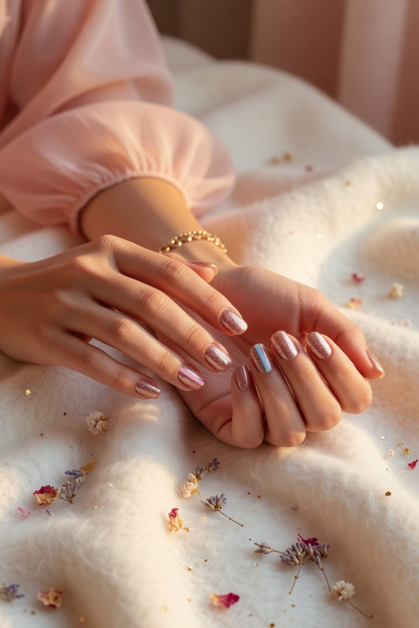 elegant gender reveal nails