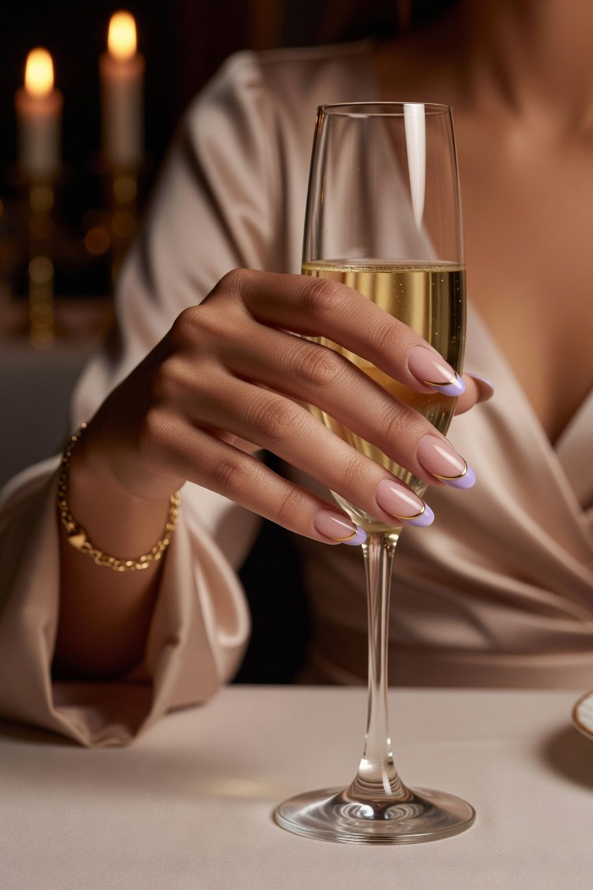 elegant lavender gold manicure