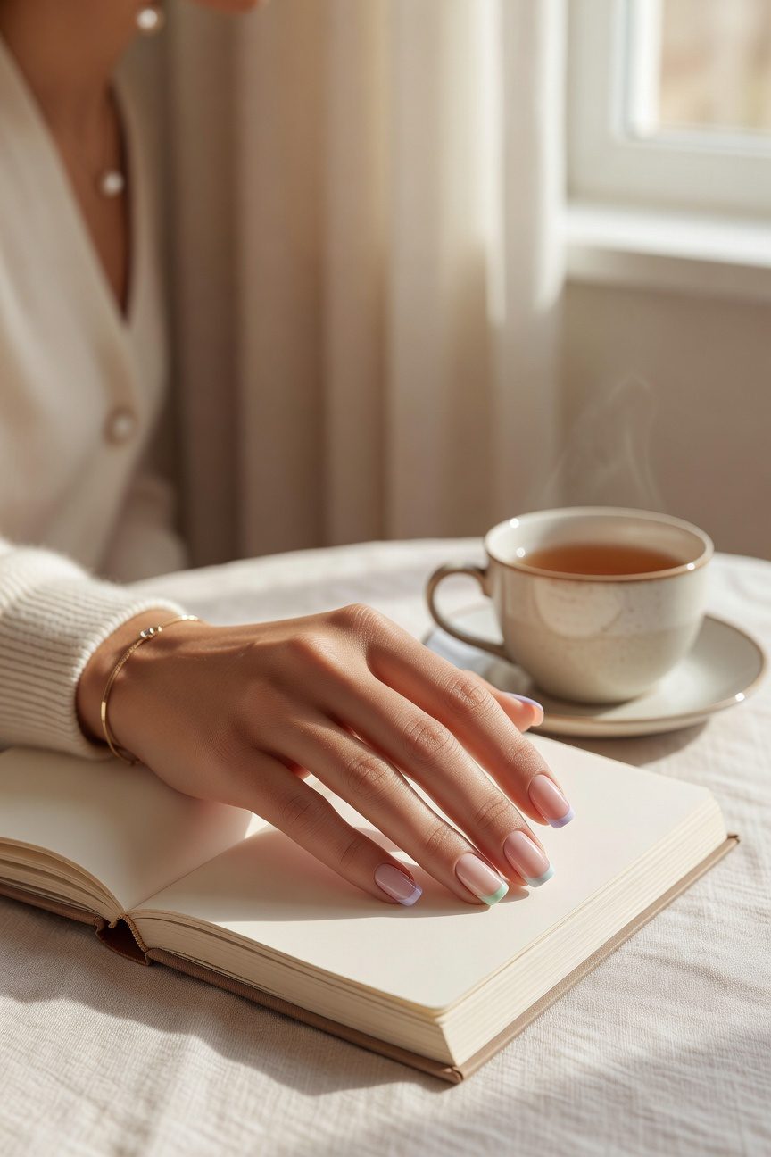elegant pastel french tips