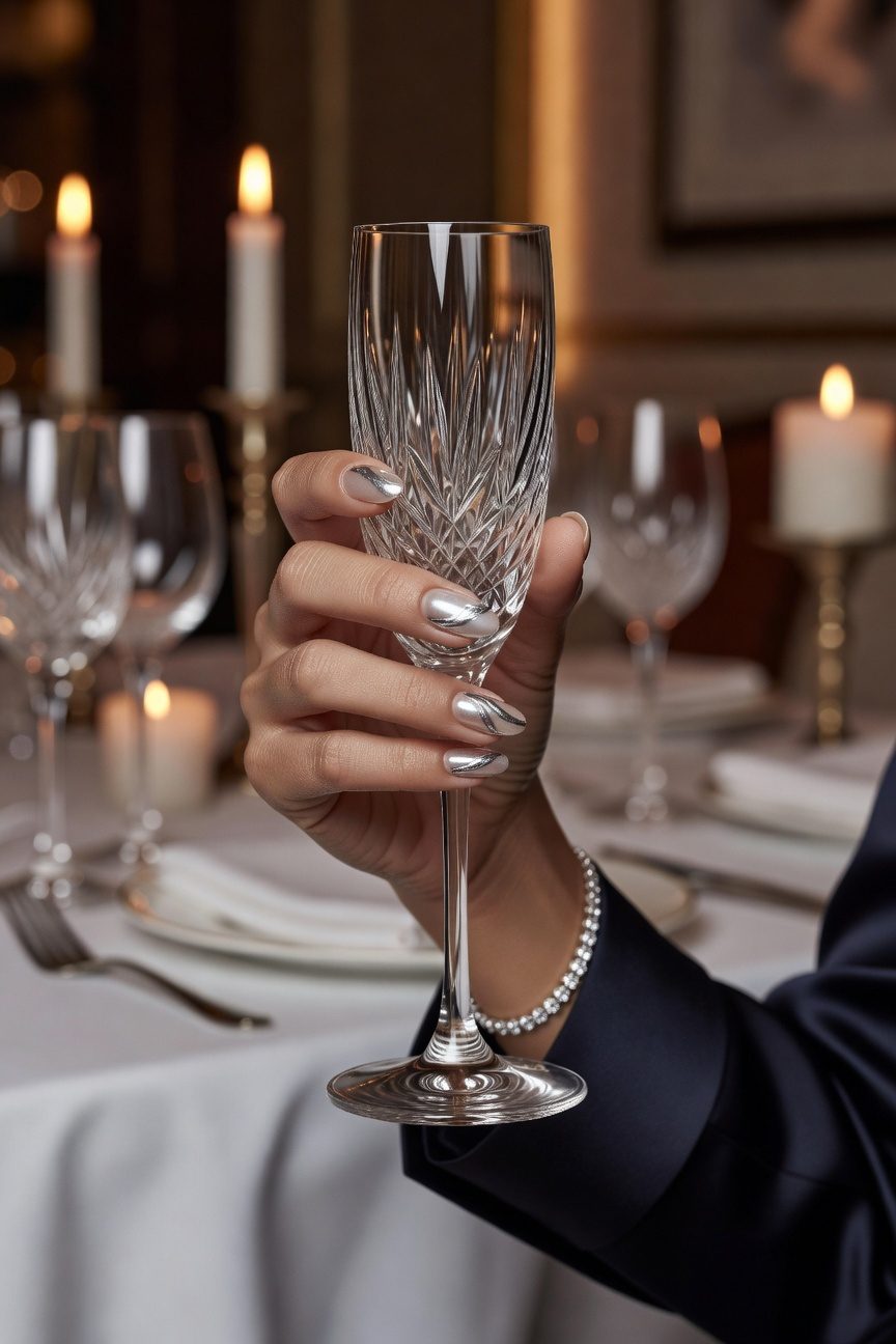 elegant silver foil accents