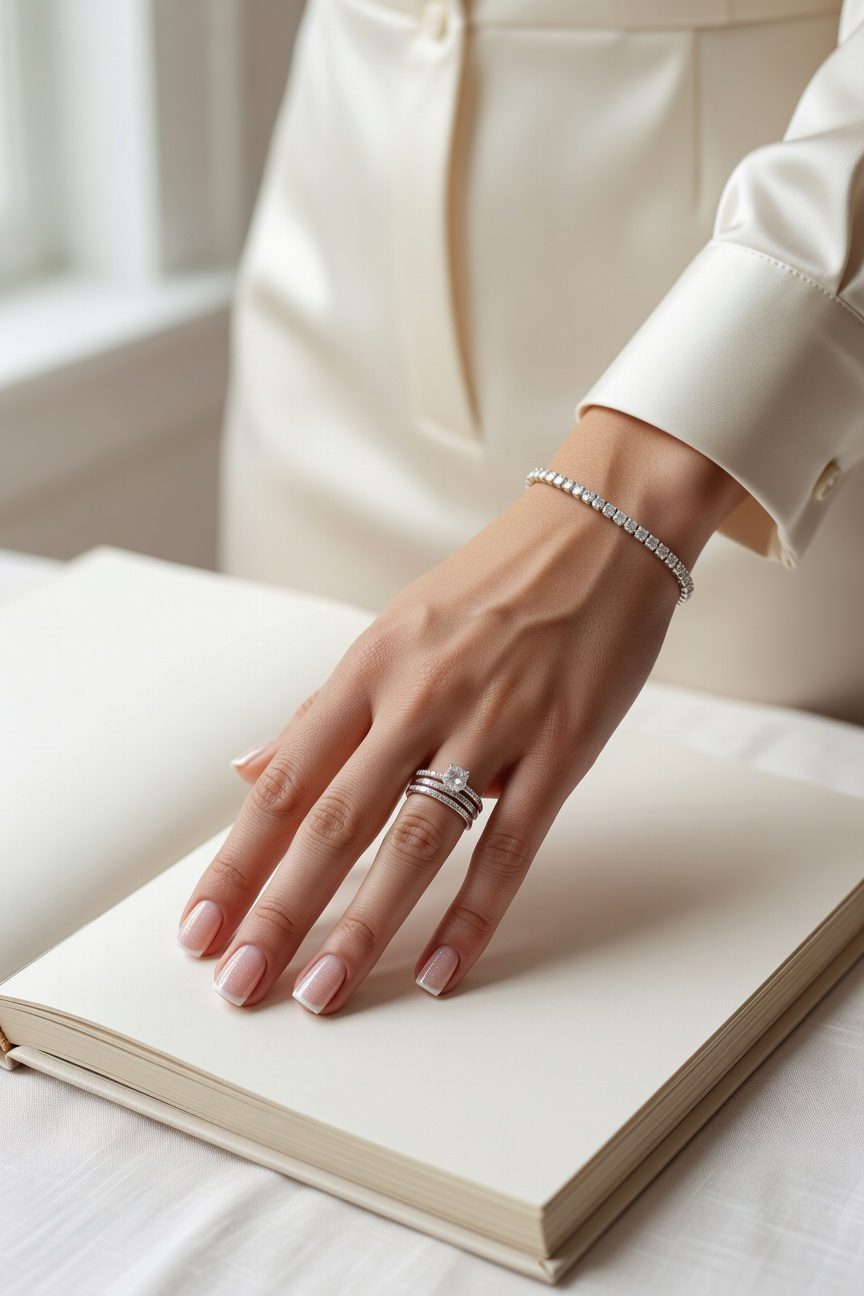 elegant sparkling french tips