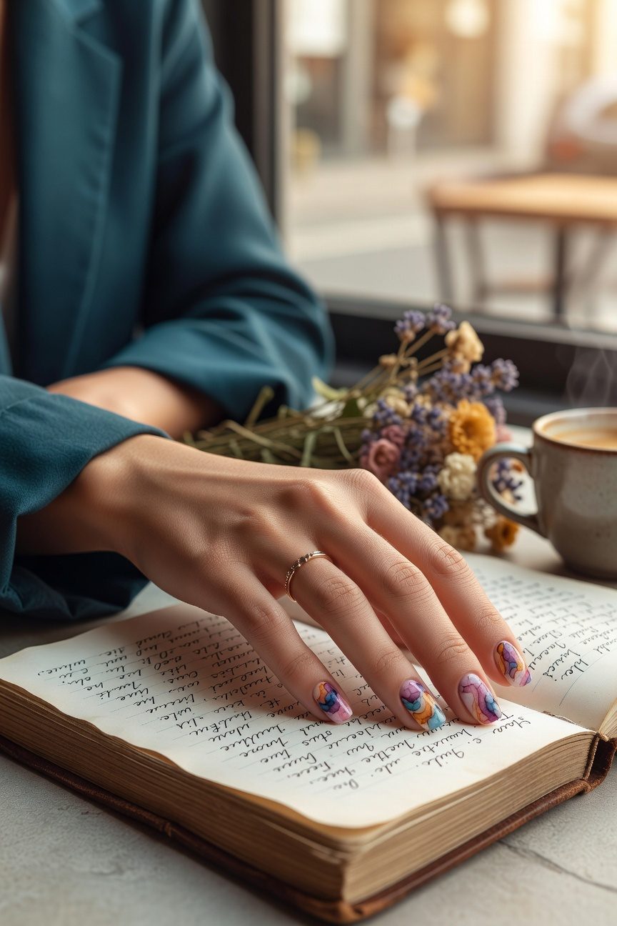 emotional watercolor nail art