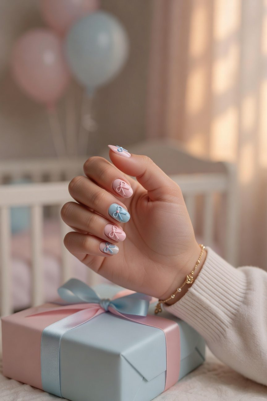 gender reveal nail art