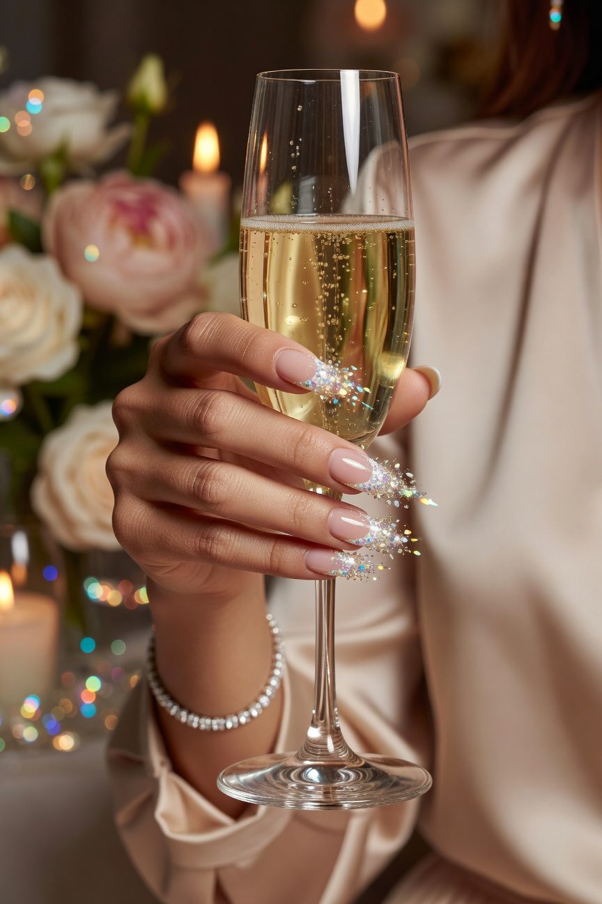 glittery french tip freedom