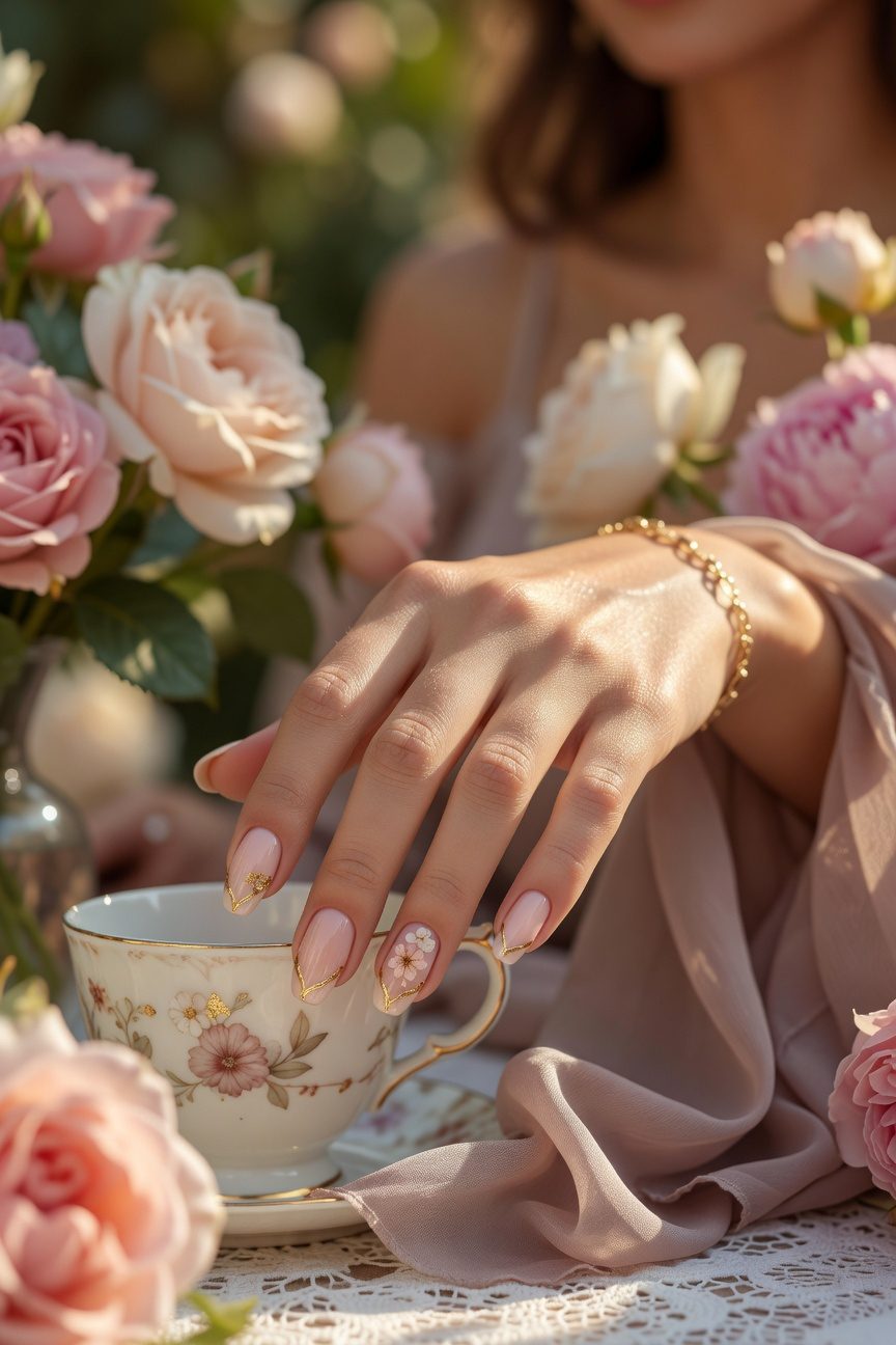 gold filigree garden nails