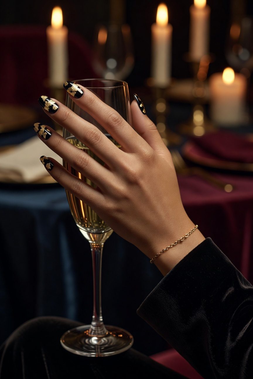 luxurious gold leaf nails