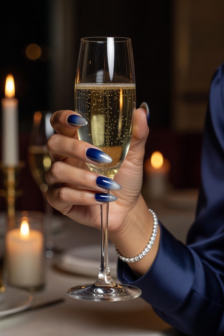 midnight blue with silver