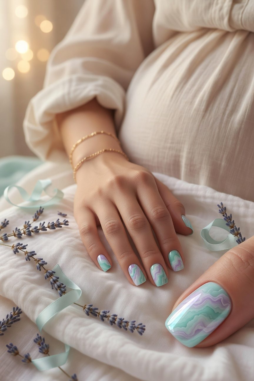 pastel marble nail art