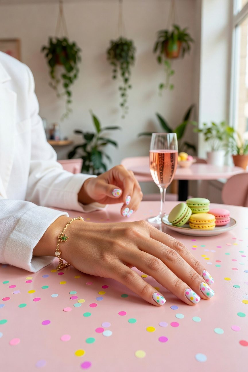 playful polka dot manicure joy