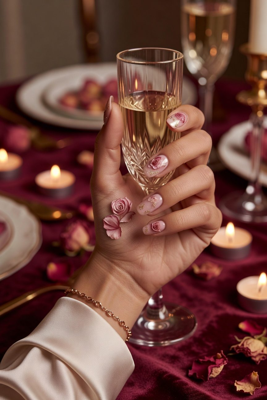 romantic garden inspired nail art