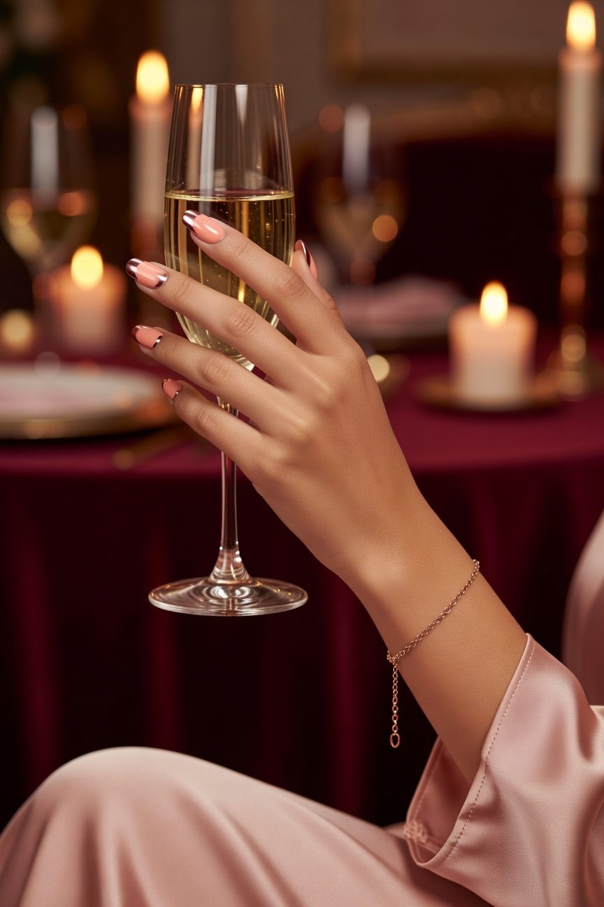 rose gold coral nail art