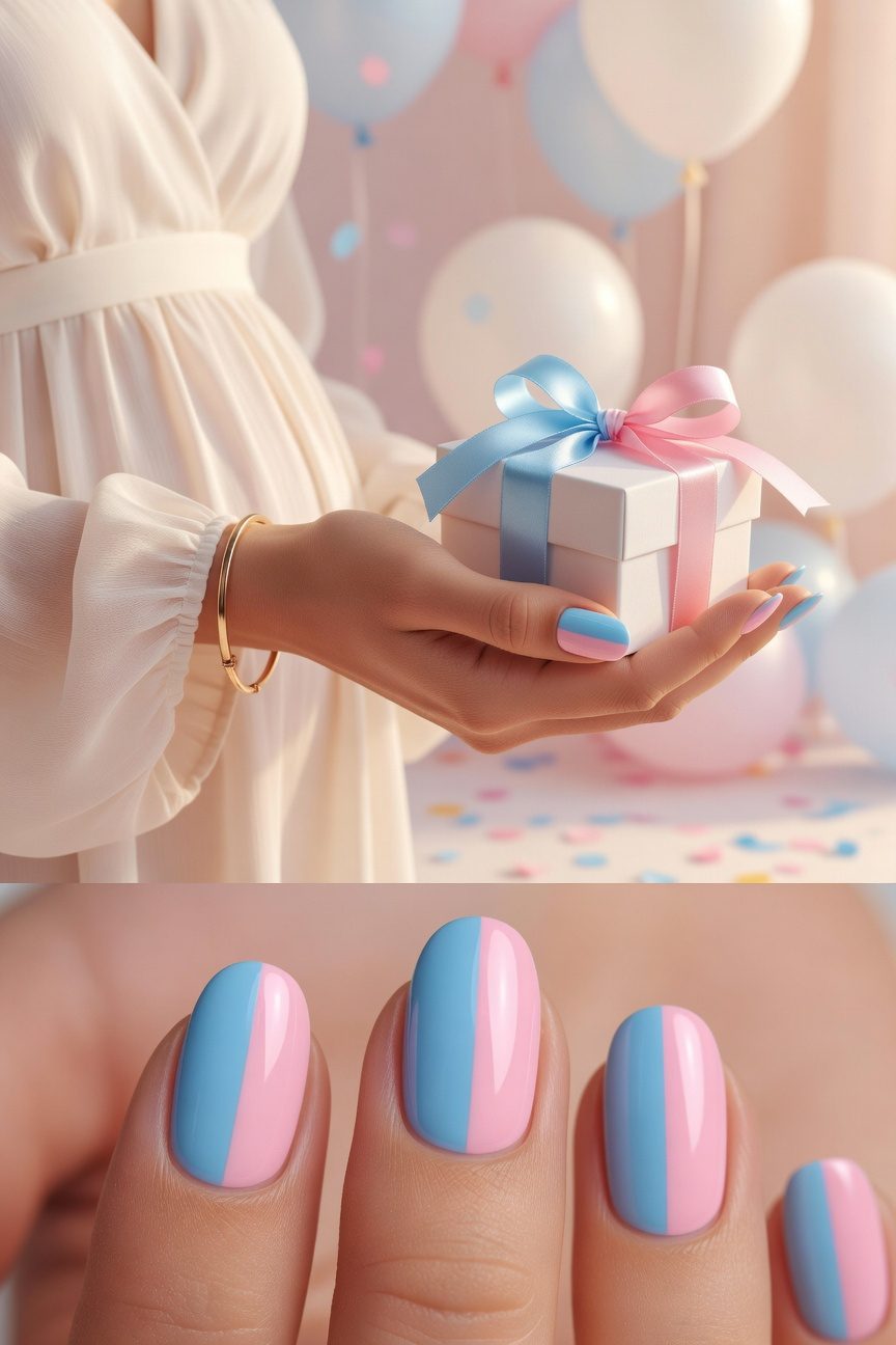 vivid split color nail design