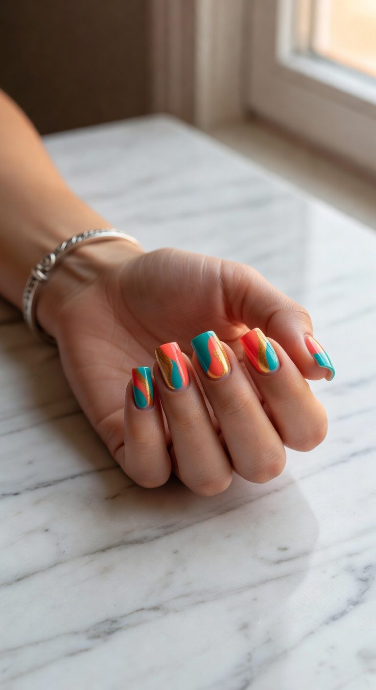 abstract face nail art