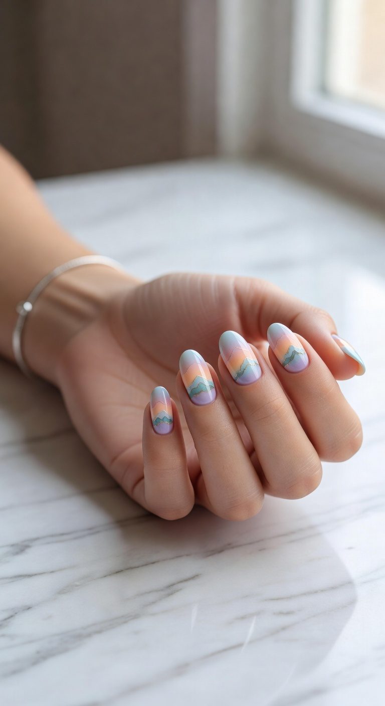 abstract landscape nail art