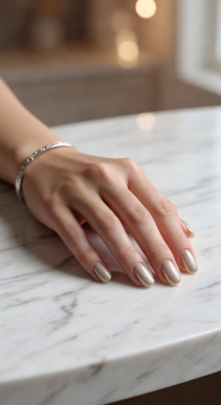 champagne glitter gradient nails