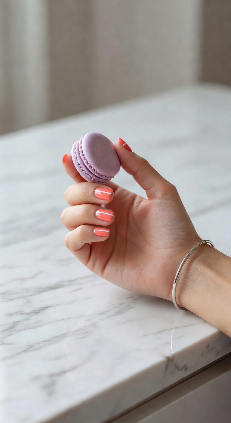 coral white stripe matte