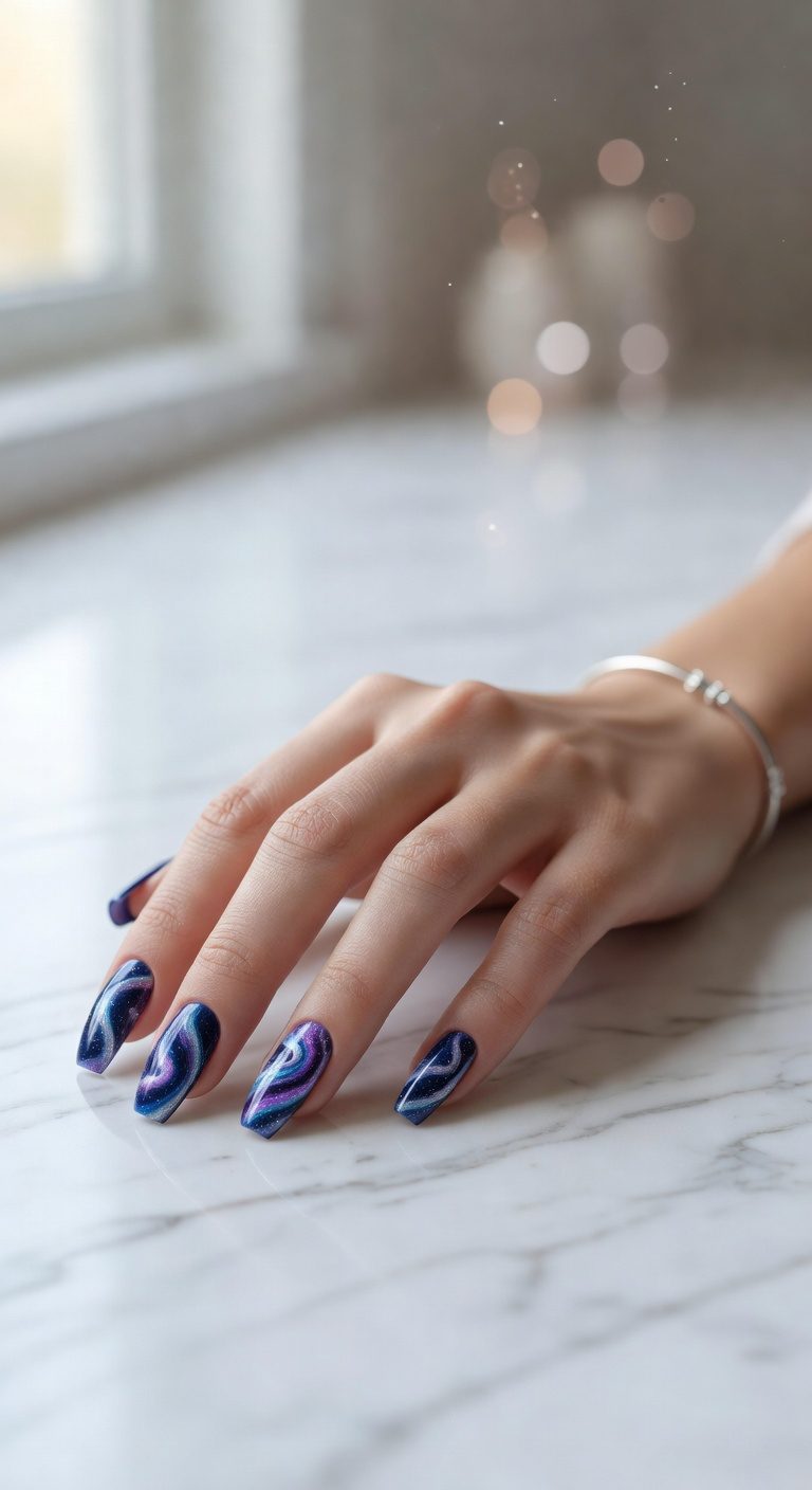 cosmic marble galaxy nails