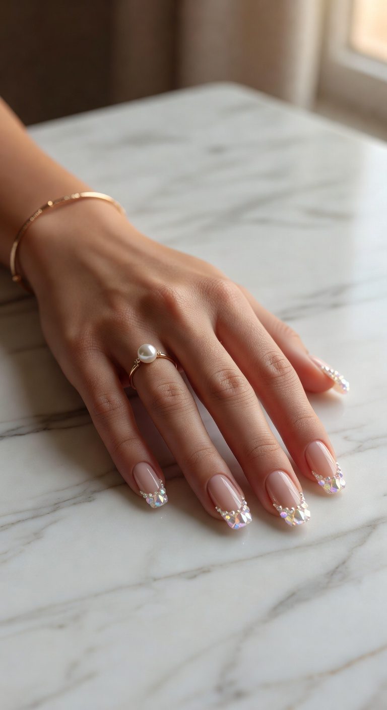 crystal enhanced french manicure