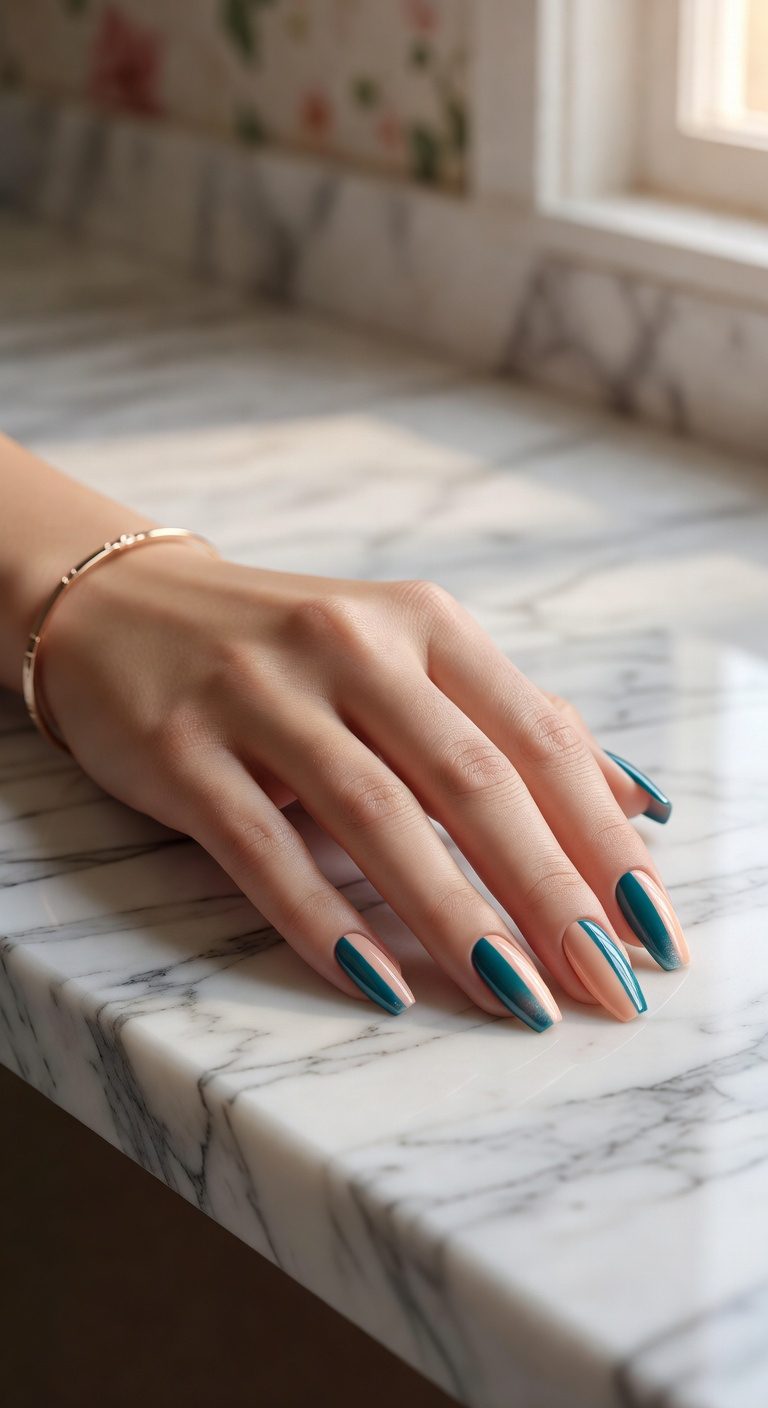 dual tone coffin nails elegance