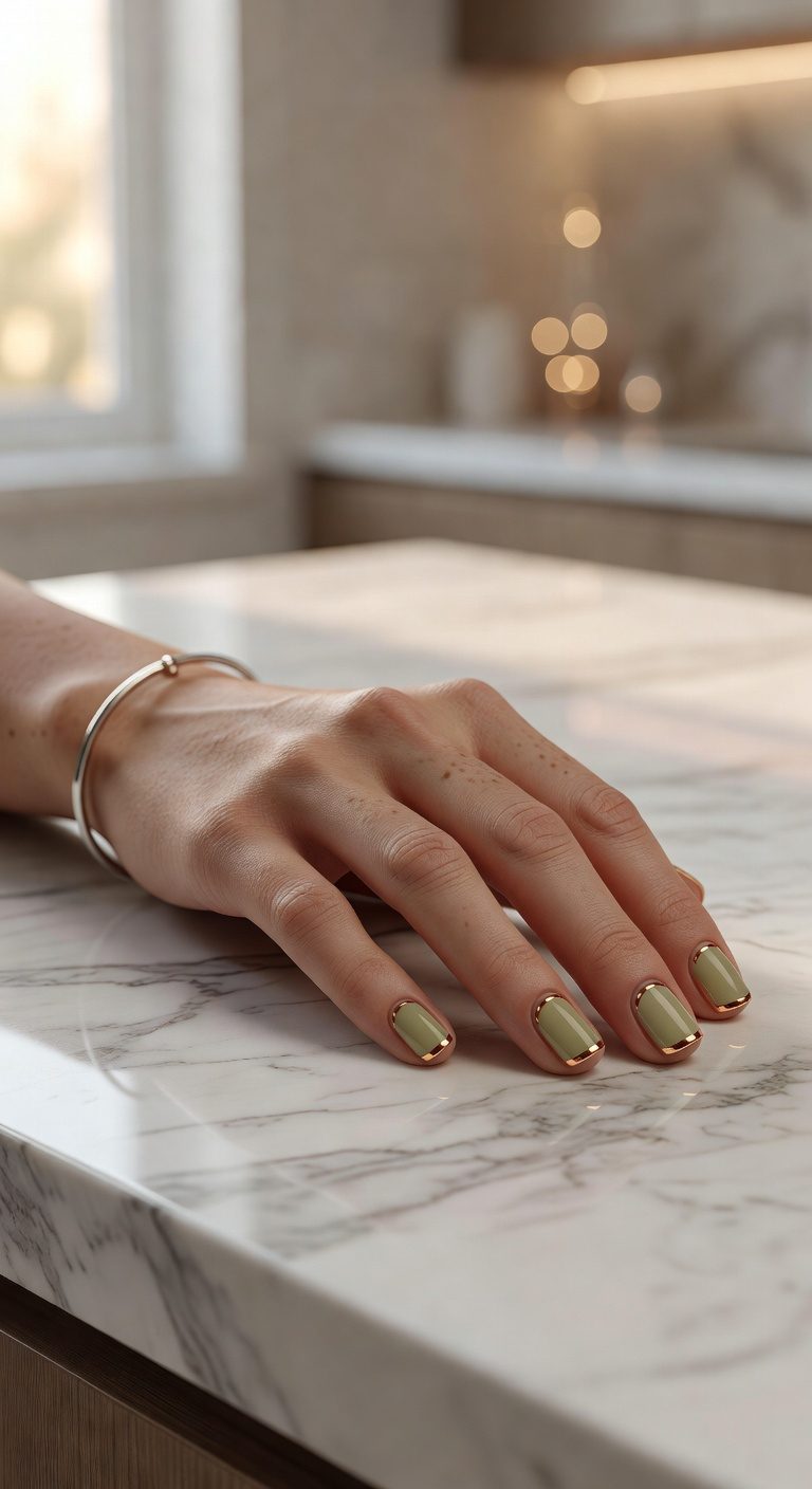 earthy green with copper accents